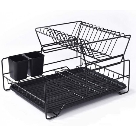 Black Iron Double Layer Dish Rack 