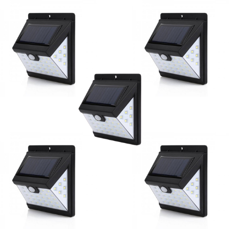 Set of Five 40 LED Solar Motion Sensor Wall Light